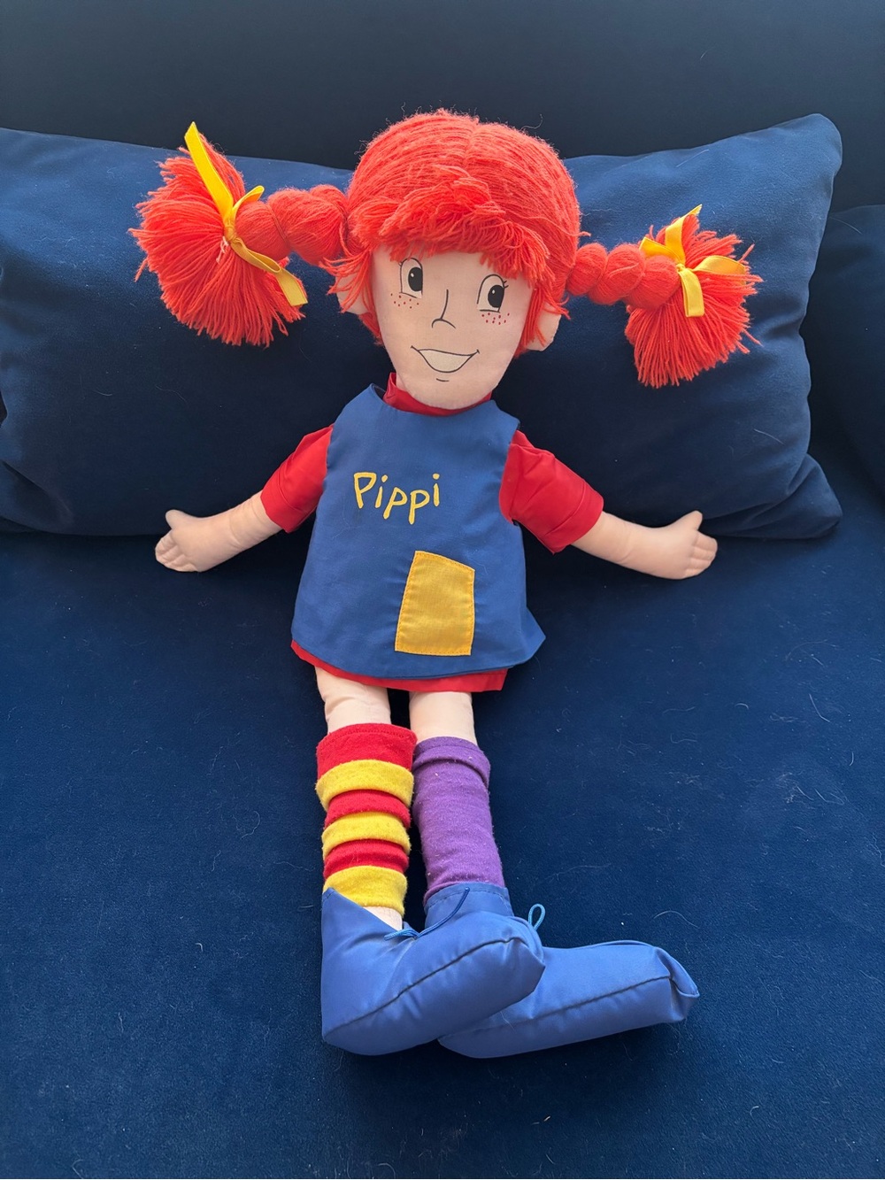 Pippi Longstocking Plush Doll - Blue Dress with Red Hair